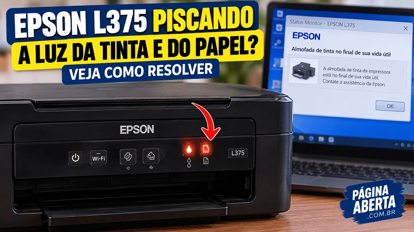 Epson L375 piscando a luz da tinta e do papel? Veja como resolver